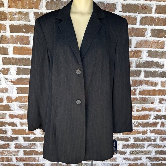 NWT Karen Scott Blazer Jacket Career Black Two-Button Pockets Women's Size 16W - Picture 2 of 11